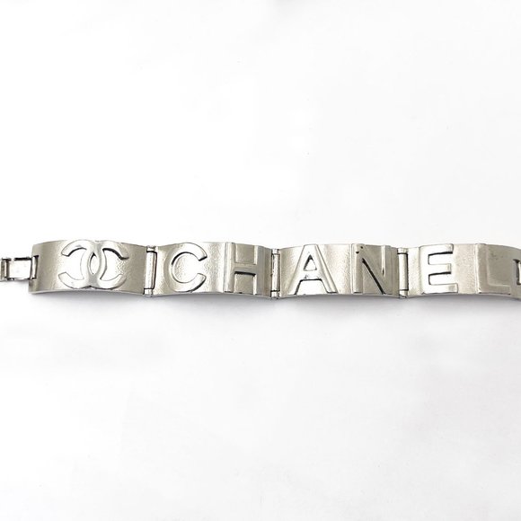Chanel Rare Silver CC Letter Cuff Link Bracelet - Picture 1 of 5